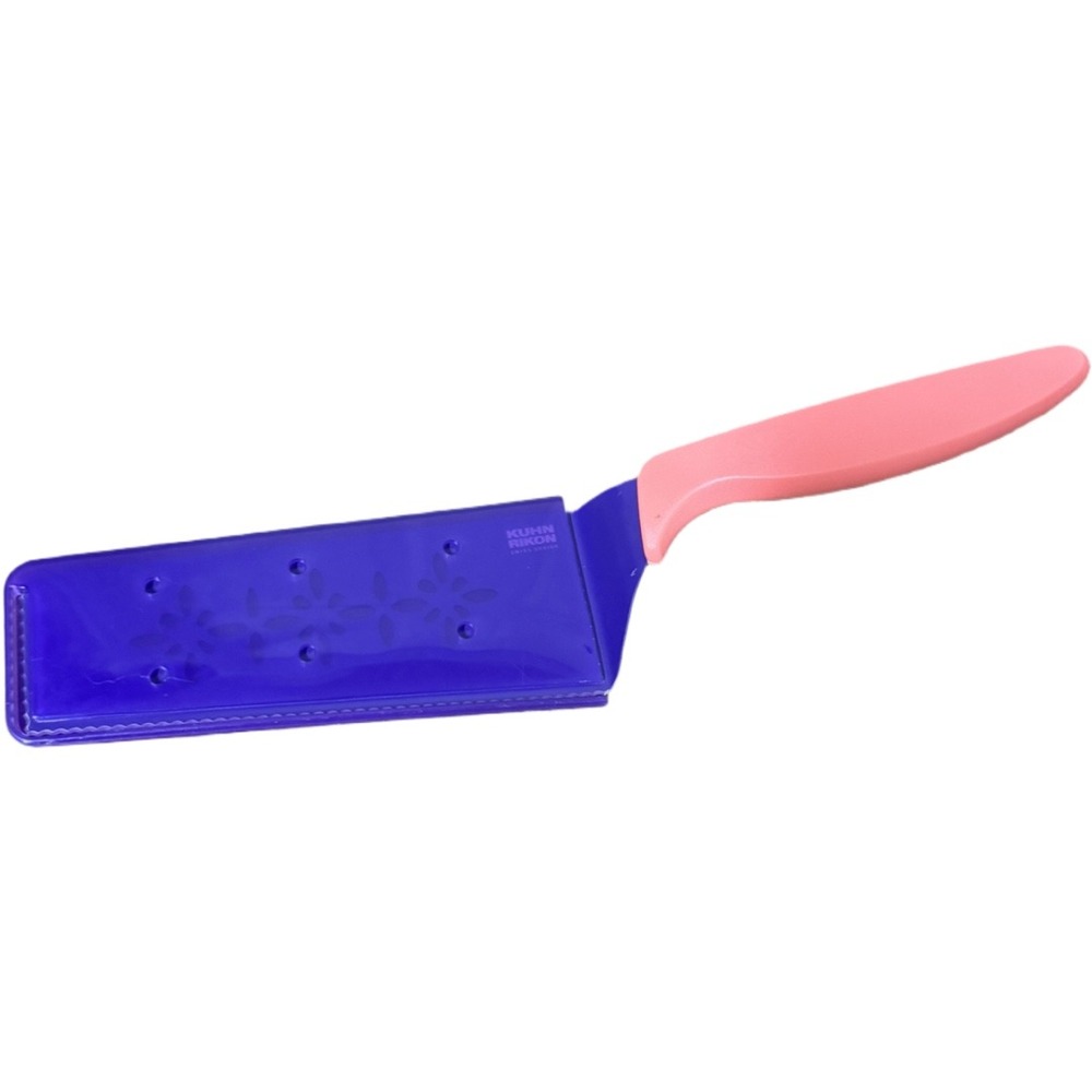 Kuhn Rikon Slice & Serve Knife Pink Handle Purple Serrated Cake Swiss Design